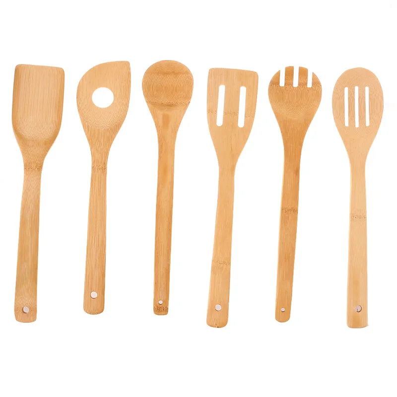 2016 Hot Useful Eco friendly Bamboo Wood Spatula Spoon Kitchen Cooking Tool Sets Free Shipping
