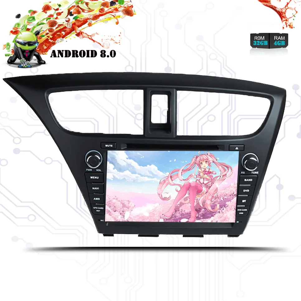 Discount Android 8.1 car dvd player Head unit for Honda civic 2013 2014 2015 gps radio BT tape recorder stereo systems in dash Car PC 3