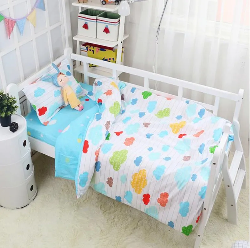

3Pcs Baby Bedding Set Cotton Cartoon Breathable Bed Linen Baby Crib Duvet cover Cot Flat Sheet Pillowcase Newborns For Boy Girl