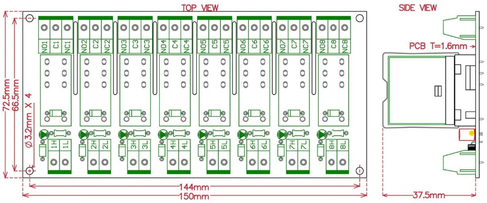 Электроника-салон DIN рейку AC/DC 24 В управления 8 SPDT 16Amp сменный Мощность Модуль реле, g2R-1-E