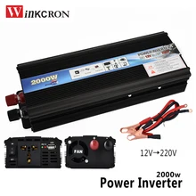 Onduleur de voiture professionnel 2000W, 12 V DC à 220 V AC, transformateur de chargeur, commutateur de puissance pour véhicule