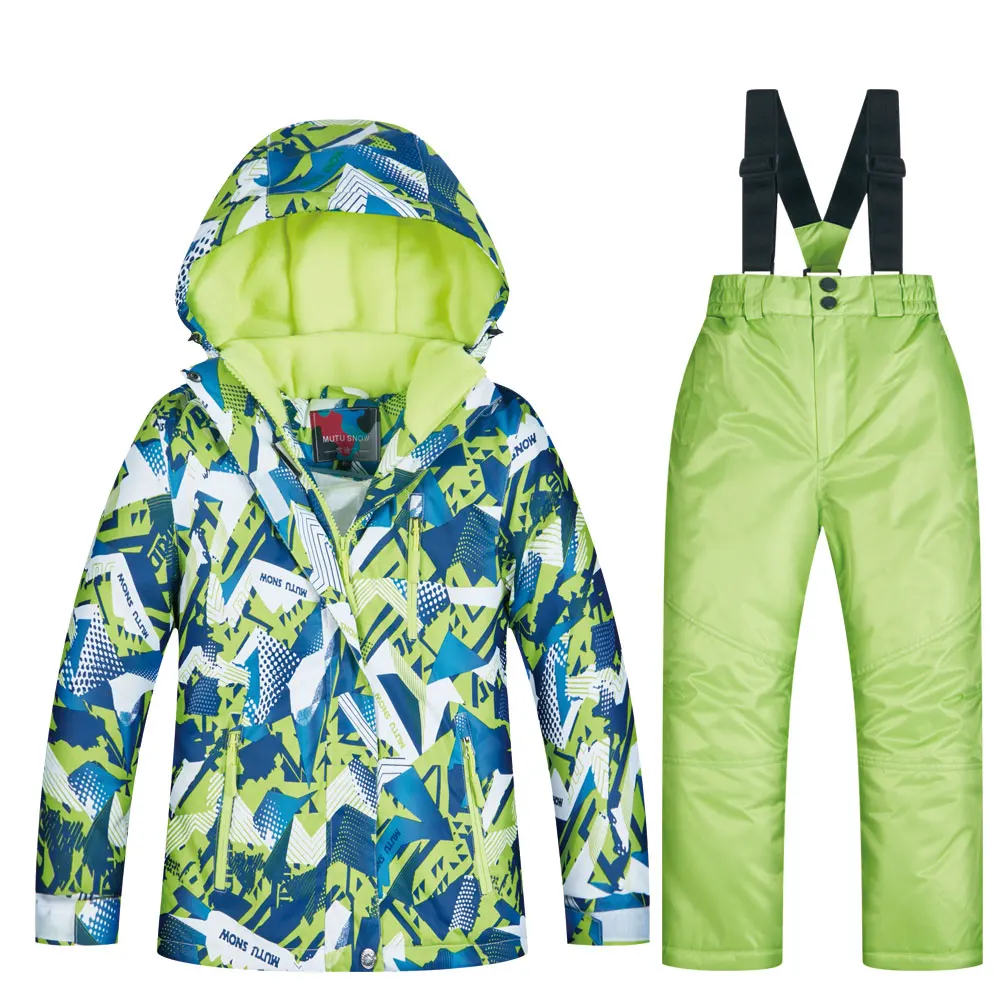 بدلة تزلج الأطفال العلامة التجارية الجديدة عالية الجودة الأطفال يندبروف للماء snowsuit الشتاء صبي تزلج و على الجليد سترة