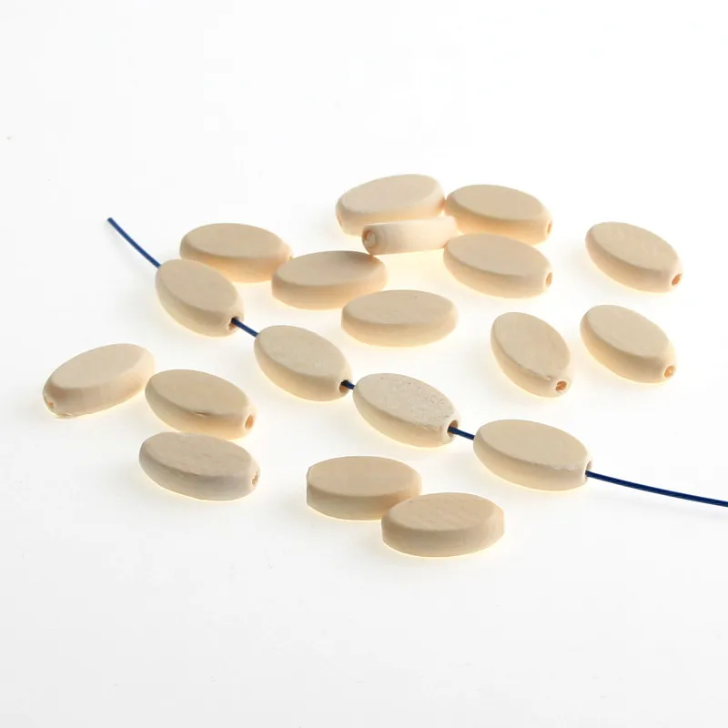 20x12mm Flat Wooden Beads 50Pcs Wood Color Unfinished Oval Shape Wood