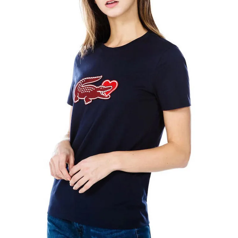 Women Running Shirt Quick Dry T-Shirts Summer Slim Tees Sport Cotton Breathable Heart Printed T Shirts student New Trend