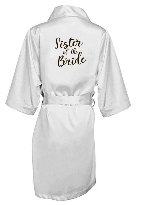 Новый халат невесты с белыми черными буквами мать сестра невесты свадебный подарок халат кимоно атласные халаты