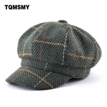 Восьмиугольная кепка в британском стиле, Мужская кепка Newsboy s в клетку, двухслойные регулируемые береты, повседневные зимние шапки для женщин gorros planas