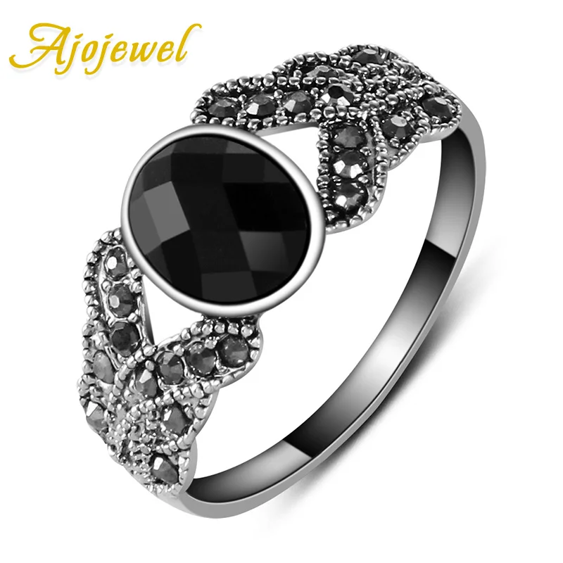 

Size 6-8 Free Shipping New Fashion 18K White Gold Plated Black Resin Ring