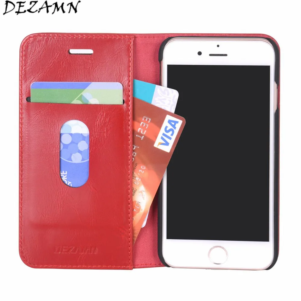 

Genuine Leather Wallet Case For iPhone 6 6S 7 8 Plus Magnetic Flip Phone Cases With Hard PC Coque Luxury Business Phone Bag Case