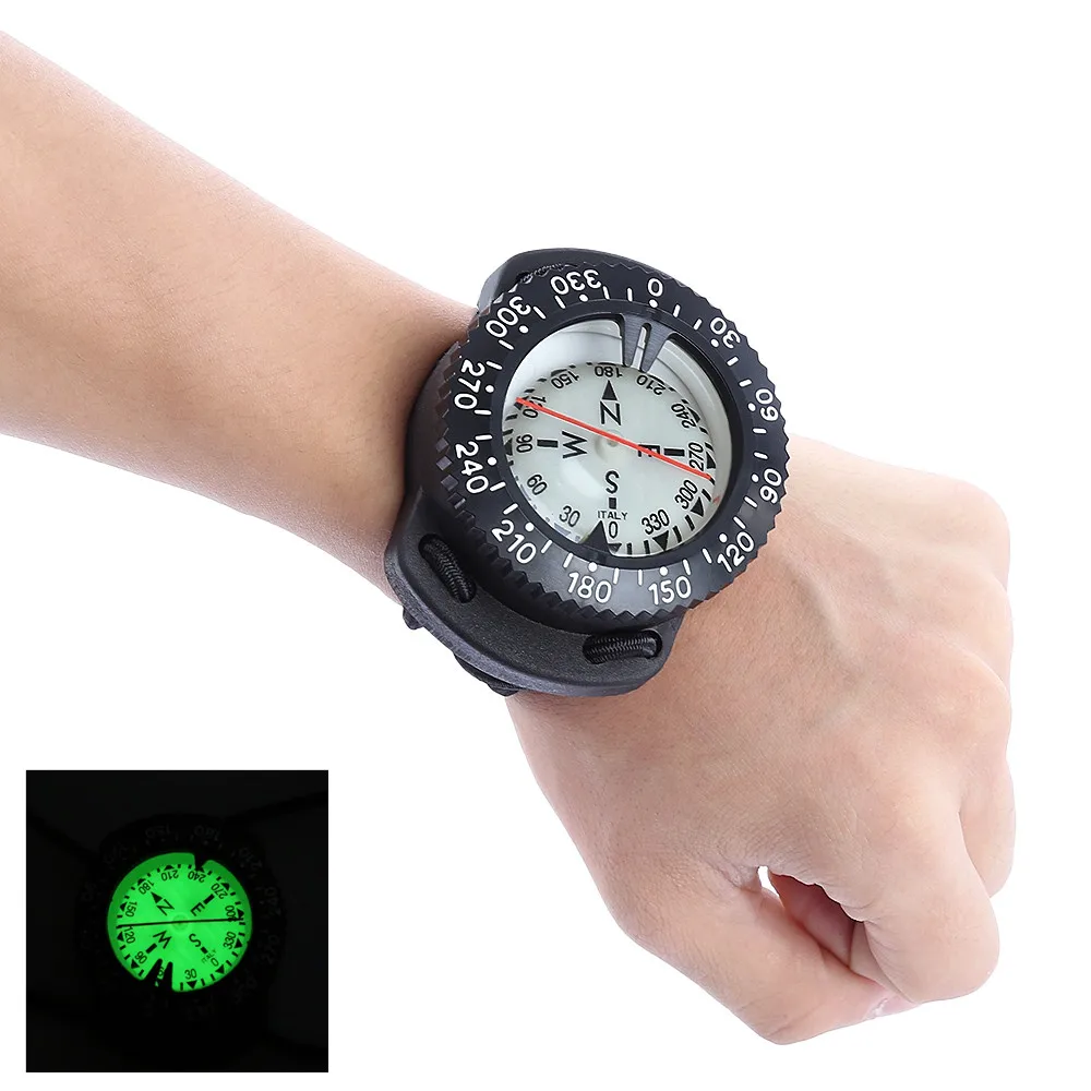 

EZDIVE Diving Scuba Luminous Wrist Compass Deep Sea Exploring Adventure Pointing Guide Under Water Compass Diving Equipment