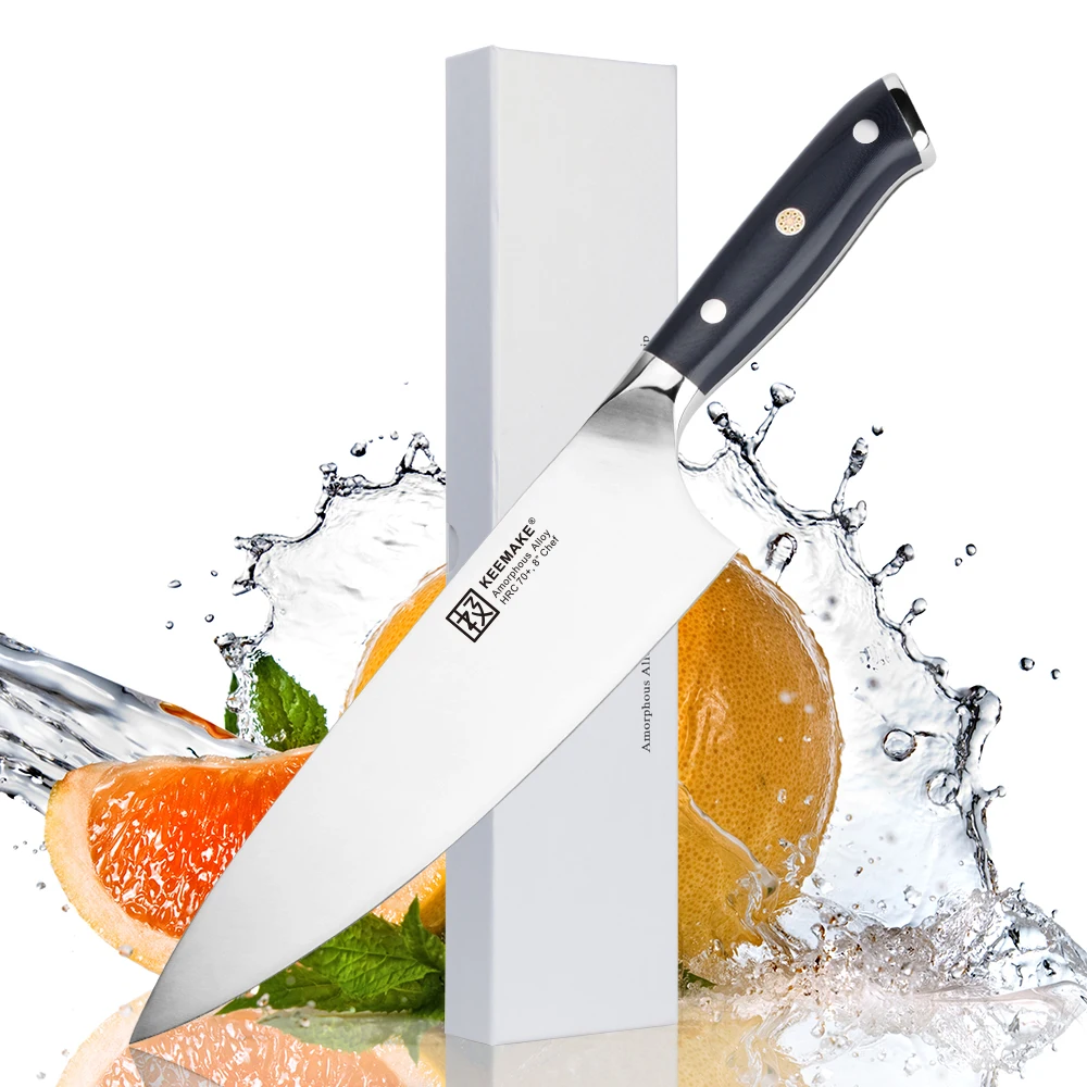 SUNNECKO 8" inch Chef Knife Kitchen Knives Liquid Metal Steel 70HRC