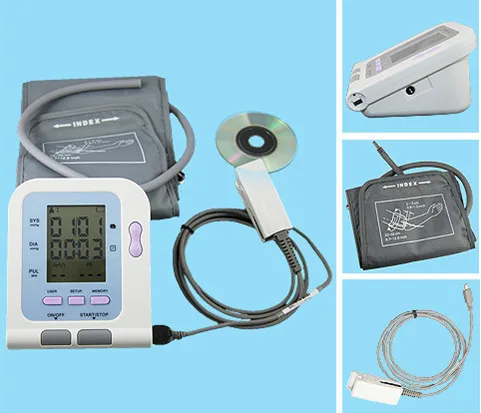 

Digital Arm Blood Pressure Monitor 08C + SPO2 Probe, Heart Beat Meter, Sphygmomanometer with Oximeter function, Free shipping