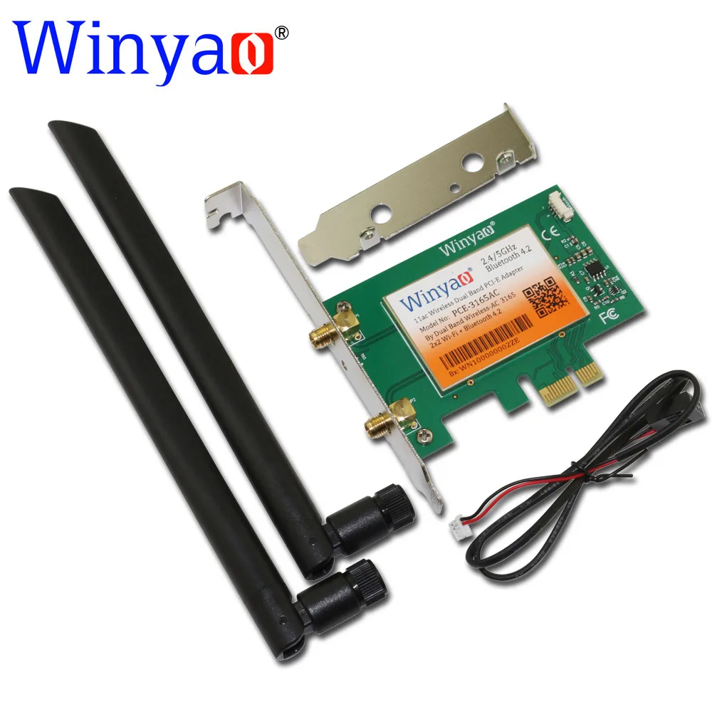 Winyao PCE-3165AC Dual Band PCI-Express Desktop WiFi Adapter 3165AC 3165NGW 433Mbps Wireless PCI-E with Bluetooth 4.2 BT 11ac | Компьютеры