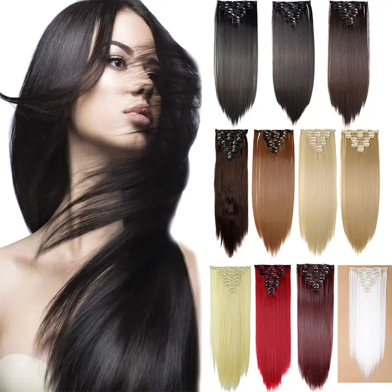 SNOILITE, 17 дюймов, женские длинные кудрявые синтетические волосы на 18 клипсах для наращивания, накладные волосы на клипсах, настоящие натуральные волосы, шиньоны для женщин