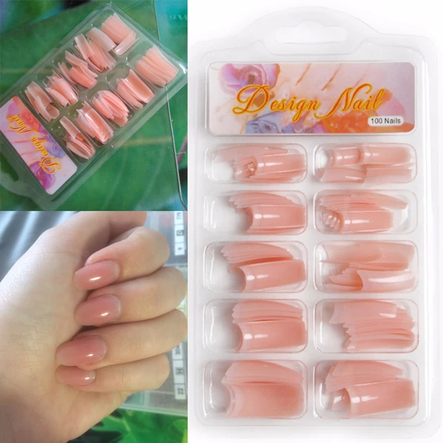 Tkgoes 100pcs Box French Nail Tips Pink Fake Nails Faux Tkgoes 100pcs Box French Nail Tips Pink Fake Nails Faux Ongles Half False Acrylic