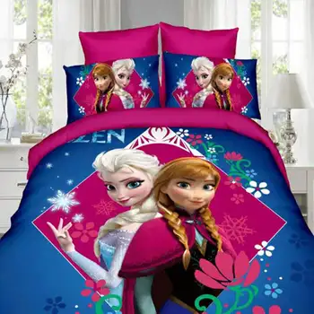 

disney princess bedding sets 3pc single twin size frozen elsa anna print bed cover room decor 1*duvet cover+2*pillow case linens