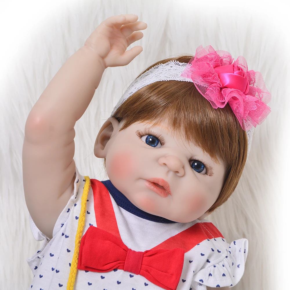 

55cm Silicone Reborn Girl Baby Doll Toys real alive Newborn Princess Babies Doll with Headwear gift bebe gift reborn bonecas