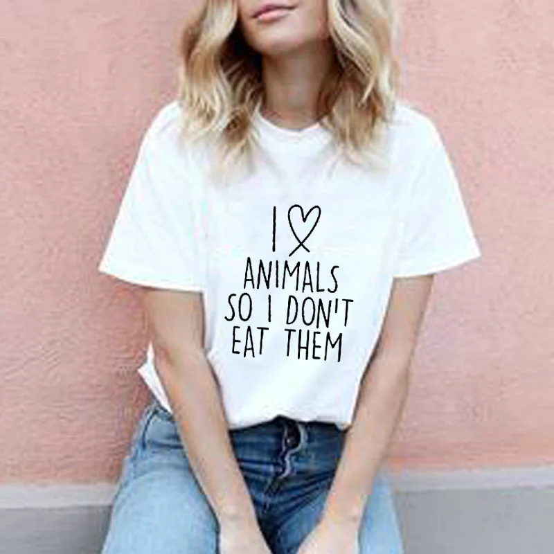 Новая женская футболка Мужская Подарочная унисекс с надписью I Love Animals So Don't Eat Them