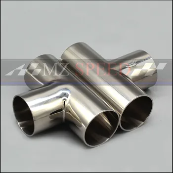 

51mm 2" 57mm 63mm 76mm OD Sanitary Weld T-typeThree links Pipe 304 stainless steel car exhaust pipe muffler welded pipe