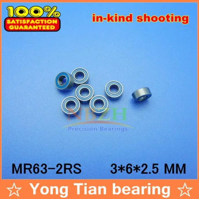 

10PCS MR63-2RS ABEC-5 3*6*2.5 mm Miniature Ball Bearings MR63RS Z L630 Blue rubber seal cover