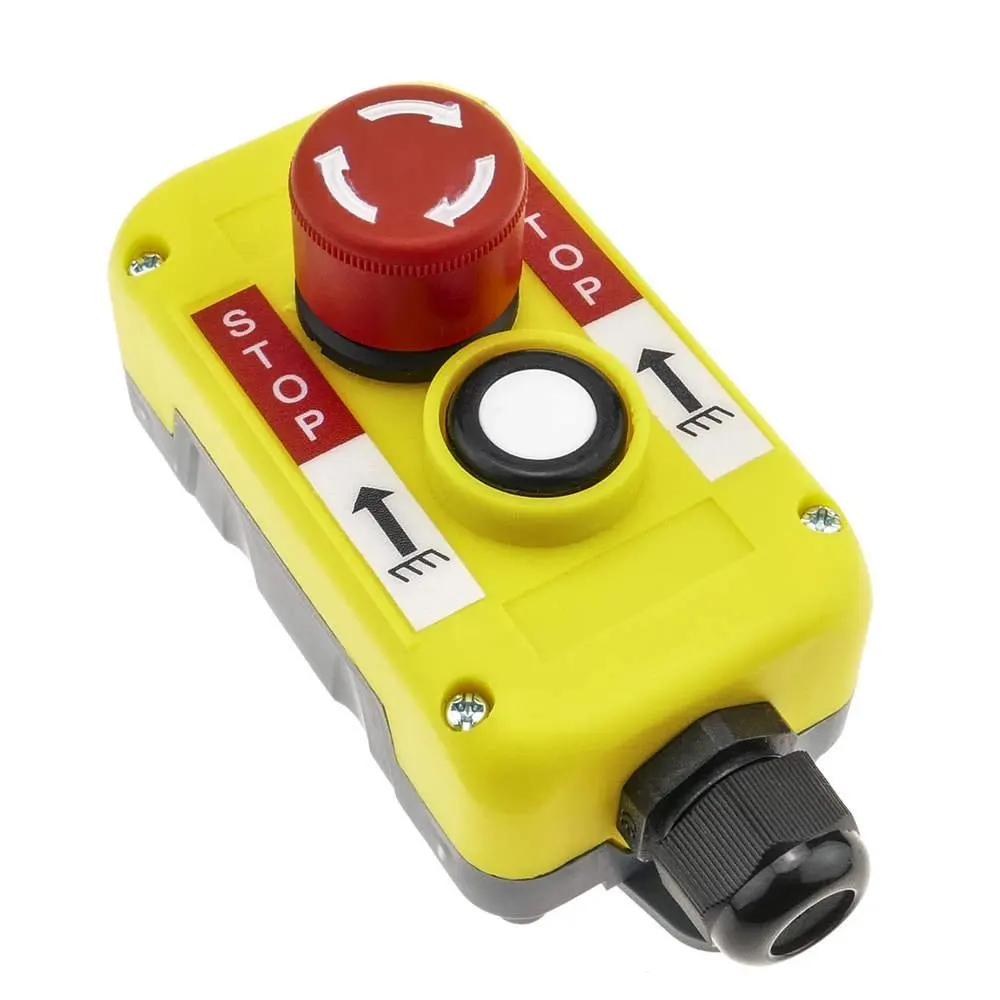 

Control box with 1 momentary push button and emergency stop by LAY5 series