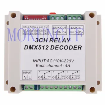 

Fast shipping 3pcs 3CH dmx512 relay Controller,3CH RELAY OUTPUT DMX512 relay decoder,WS-DMX-RELAY-3CH-220 AC1110-220V input