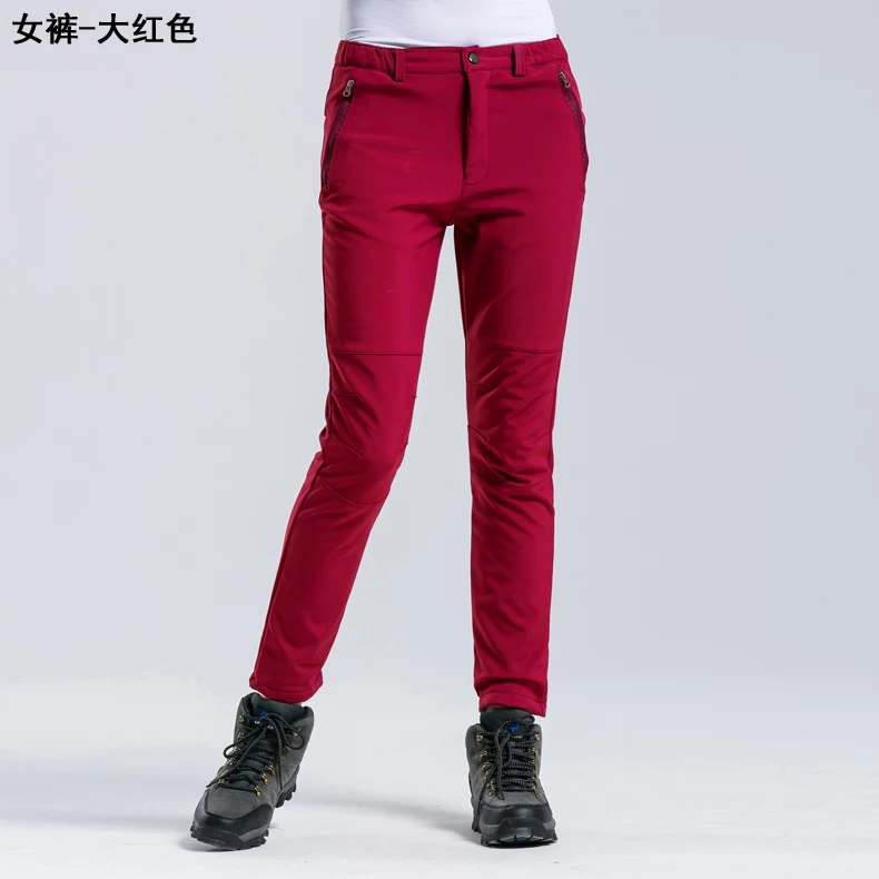 FleeceThick женские софтшелл брюки водонепроницаемые брюки мужские походные лыжные брюки skihosen da Мужские сноубордические брюки S-5XL - Цвет: Women55