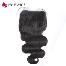 Fabwigs 5×5 Body Wave Lace Closure Brazilian Human Hair Bleached Knots Remy Hair Piece Free Shipping