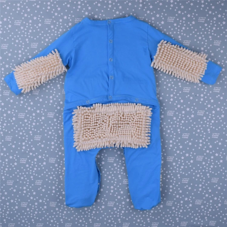 Hot Baby Mop Romper Outfit Unisex Boy Girl Polishes Floors Cleaning Mop Suit Autumn Winter Kids Crawls Toddler Swob Jumpsuit bright baby bodysuits