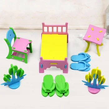 

1 Set Cute Hot New DIY EVA Handmade Creative Furniture Play House 3D Model Puzzles Kindergarten Build Baby Educational Toys