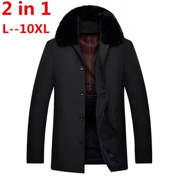 

2 in 1 plus 10XL 8XL 6XL FIT -25 'C Brand Winter Jacket Men 2018 New Parka Coat Men Down Keep Warm Fashion Big large size 5xl 4x