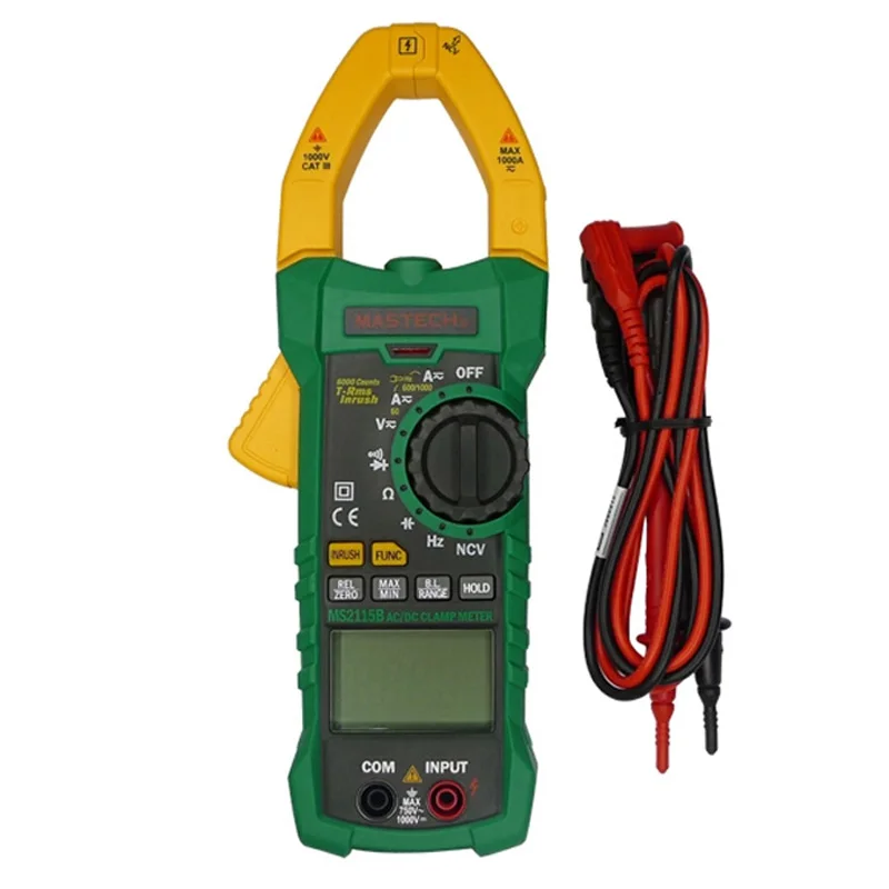 

MASTECH MS2115B True RMS Digital Clamp Meter Multimeter DC AC Voltage Current Ohm Capacitance Frequency Tester with USB