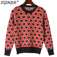 Брендовая Дизайнерская обувь Для женщин футболка с длинным рукавом, о-образным вырезом вязаные топы для детей Демисезонный для девочек модные, в форме сердца свитера женские джемперы SY1589