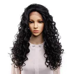 Амир длинные афро кудрявый вьющиеся парик синтетические передние парики на кружеве для женщин черного цвета для волос термостойкие