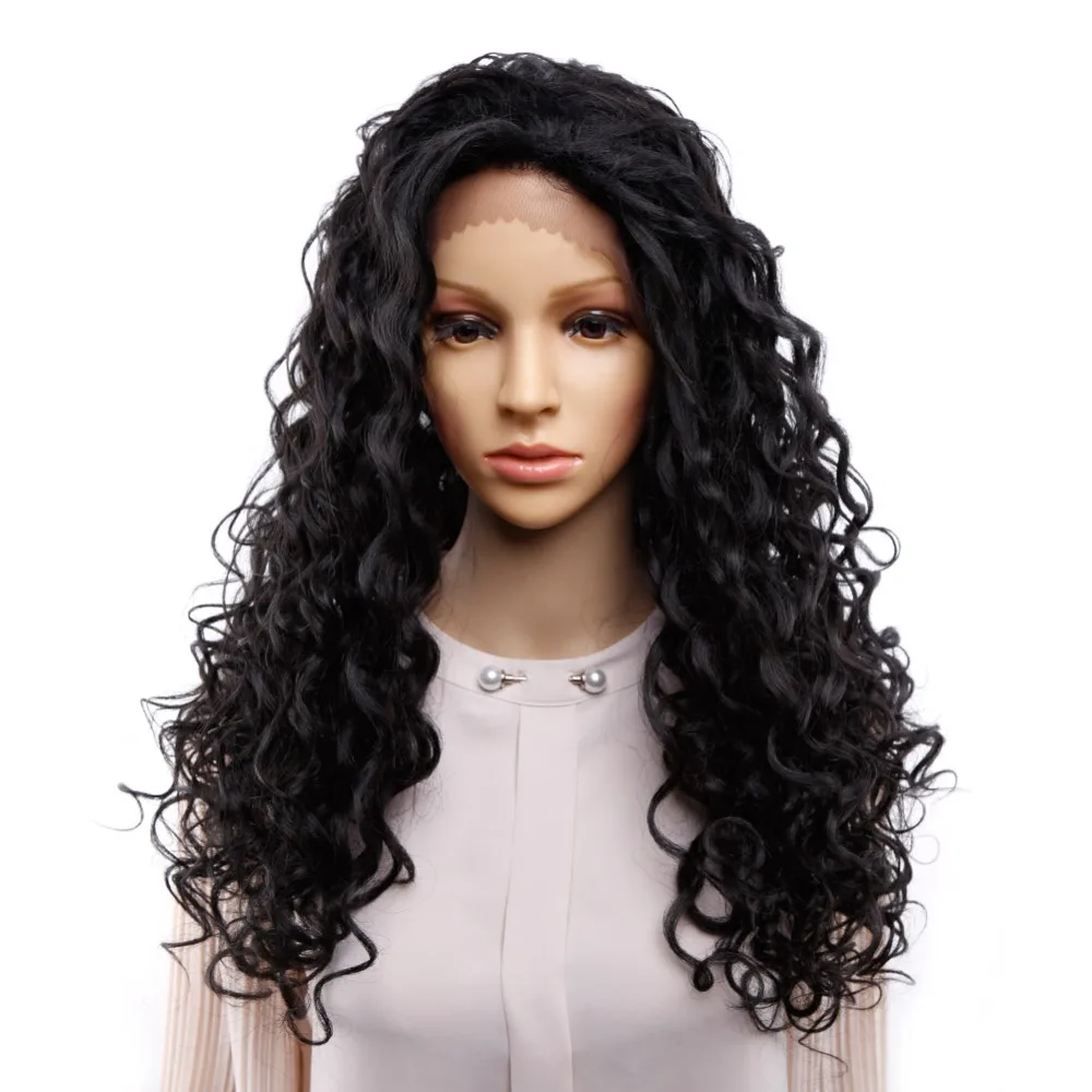 

Amir Long Afro Kinky Curly Wig Synthetic Front Lace Wigs for Women Black Color Hair Heat Resistant