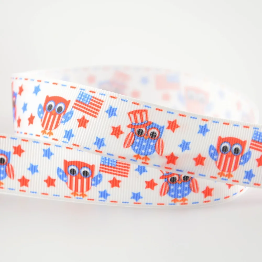 Милый флаг шляпа Совы Дизайн 100% полиэстер 7/8 &quot22 мм Ширина grosgrain ленты для