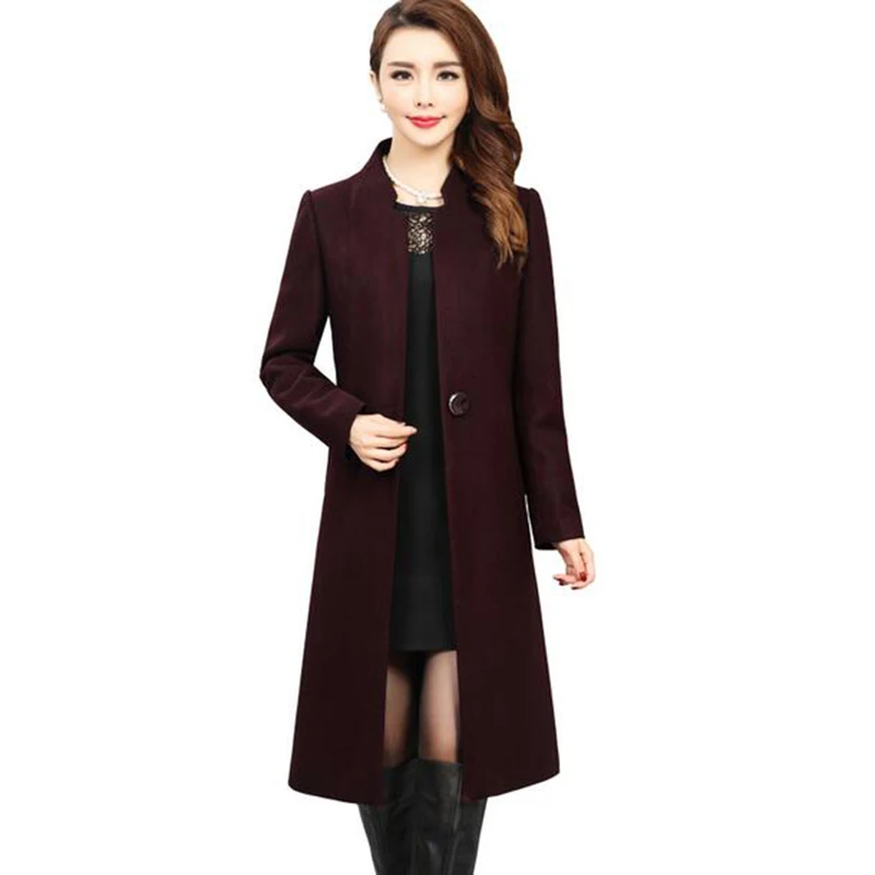 Здесь продается  Middle-aged autumn and winter wool coat 2017 new Leisure plus size Loose wool long coat fashion Long sleeves Solid color coat L1  Одежда и аксессуары