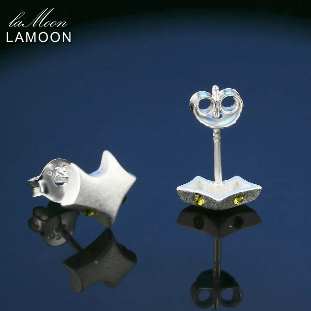 LAMOON Lovely Little Fox Shaped 100% Real 925-Sterling-Silver Stud Earrings S925 Fine Jewelry For Women Girl Gift LMEY025