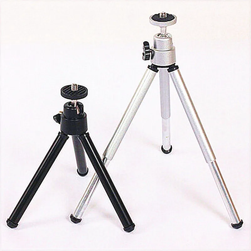 

[Aaliyah] Telescopic portable mini tripod black silver Desktop photography tripod Small digital SLR camera