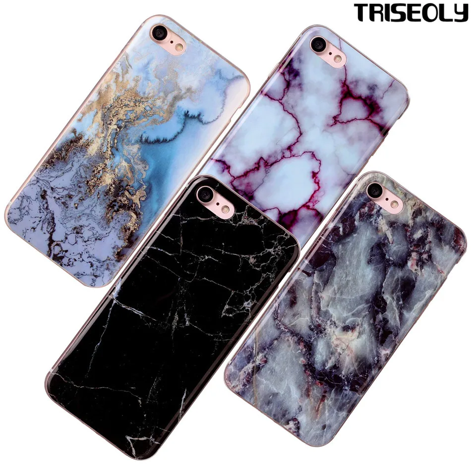 Чехол Triseoly для iPhone 6 S силиконовый Яркий яркий чехол с мраморным камнем 7 6S 8 Plus X