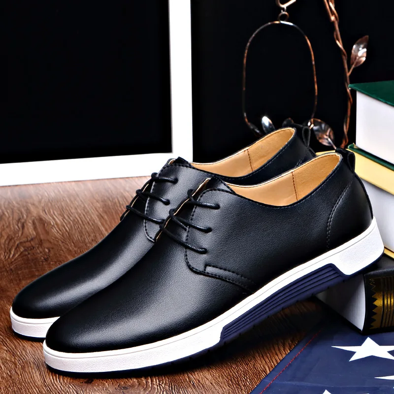 Spring Summer high quality leather men's casual shoes Large 49 flat shoes men's dress leather shoes perforated hollow breathable