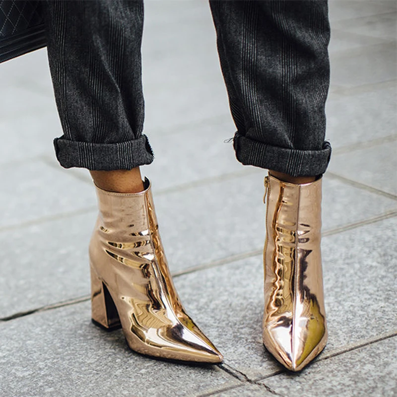 gold ankle boots