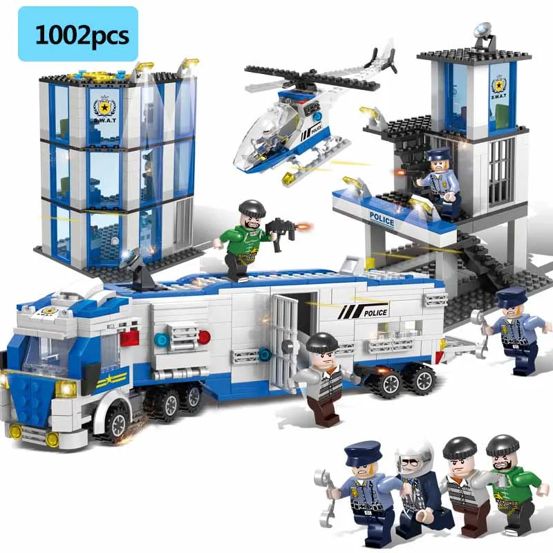 

1002pcs Police station special police explosion-proof armored vehicle Building Blocks For children Gifts compatible legoings
