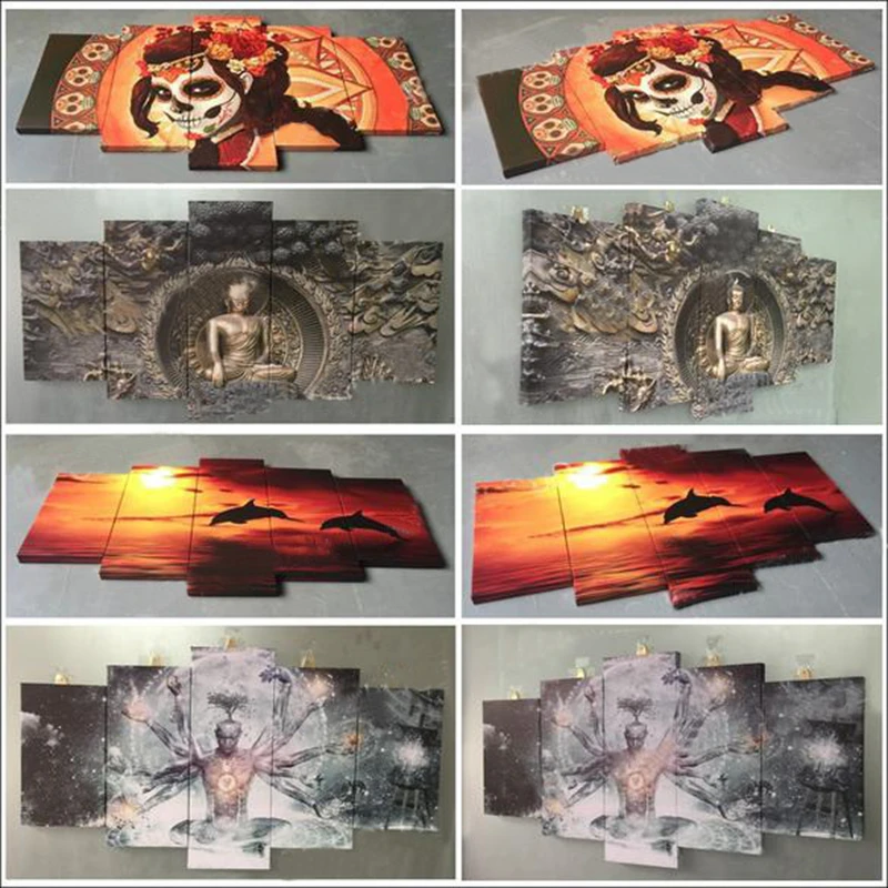 YJJPP 5 Panel Cartoon Prinzessin Mononoke reiten den wei/ßen Wolf Modern Home Wall Decor Leinwand Bildkunst HD-Druck Malerei Leinwand Kunst
