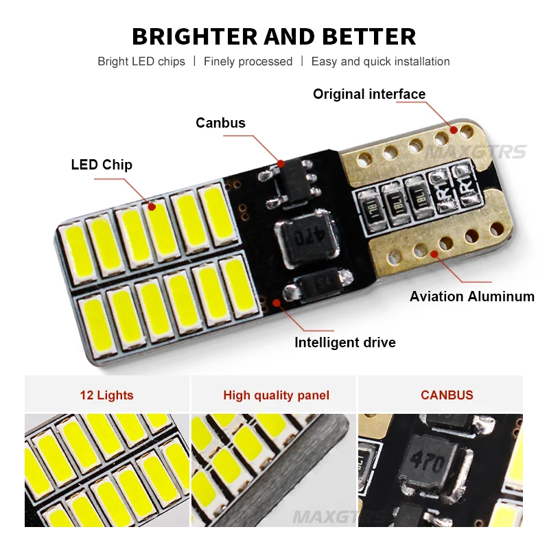 2x 800LM-1000LM T10 W5W 24Led 4014 SMD чип Canbus авто номерной знак купольный поворотный светильник белый/синий/голубой/красный