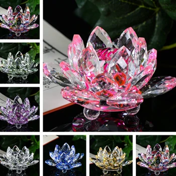 

60mm Colorful Crystal Flower Craft Collection Bedroom Desk Decoration Transparent Glass Figure Feng Shui Floral Ornament