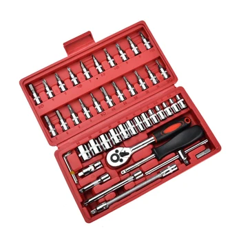 

46 Pieces / Set of Car Repair Kit Socket Wrench Combination Vehicle Conductor Repair Repair Hardware Tool Set