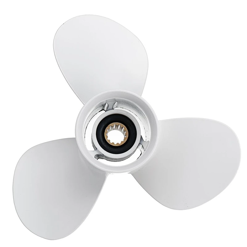 663-45958-01-El For Yamaha 25-60Hp 11 1/4 X 14 Boat Outboard Propeller Aluminum White Diameter 286Mm 3 Blades 13 Spline Tooths