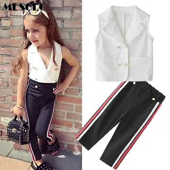 

MESOLO wear girl's Europe and the United States summer sleeveless clothes pants two-piece children's clothing manufacturers