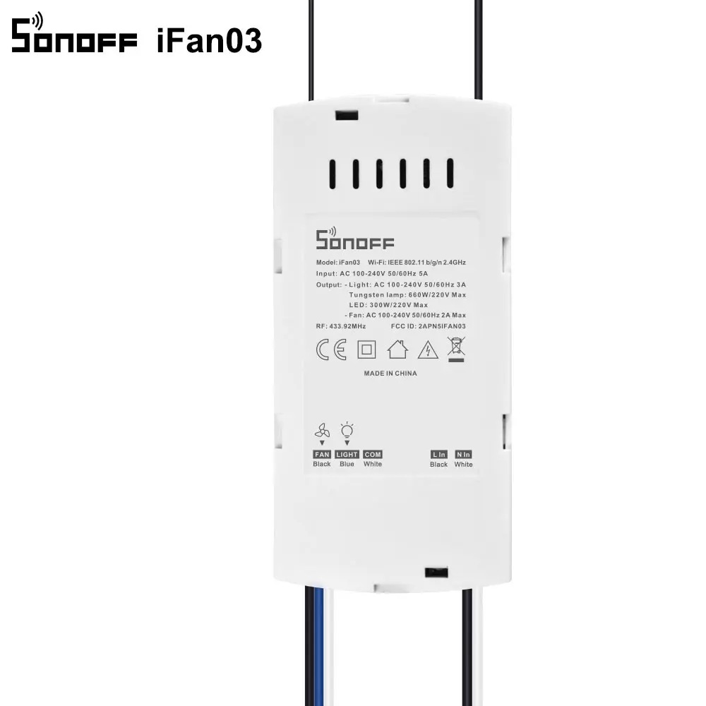 SONOFF iFan03 Wifi умный вентилятор переключатель потолочный вентилятор/контроллер света 433 RF/APP/голосовое дистанционное управление регулировка скорости Умный дом модуль