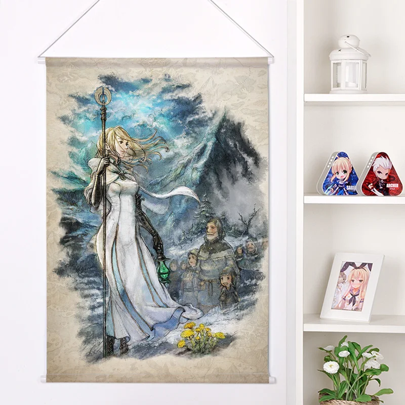 

Flat New Japanese Anime Cartoon Octopath Traveler Peach Skin Velvet Wall Scroll Poster Print Wall Art ainting Cuadros